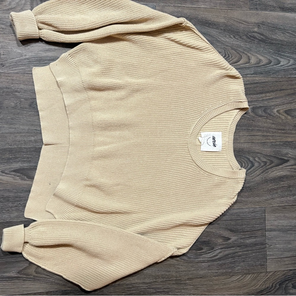 Aerie Cream Crew Neck Sweater